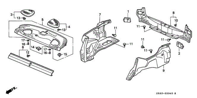 INTERIOR / BUMPER/REAR TRAY - TRUNK GARNISH for 1993 Honda CIVIC COUPE #1