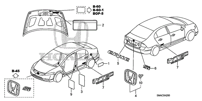 INTERIOR / BUMPER/EMBLEMS - CAUTION LABELS for 2010 Honda CIVIC SEDAN #1