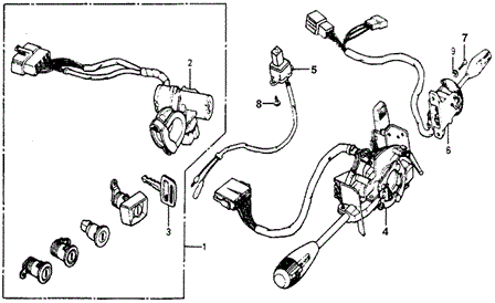 ELECTRICAL / EXHAUST / HEATER / FUEL/STEERING WHEEL SWITCH - LOCK SET for 1978 Honda ACCORD HATCHBACK #1