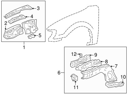 BODY/STRUCTURAL COMPONENTS & RAILS for 2001 Toyota Corolla #1