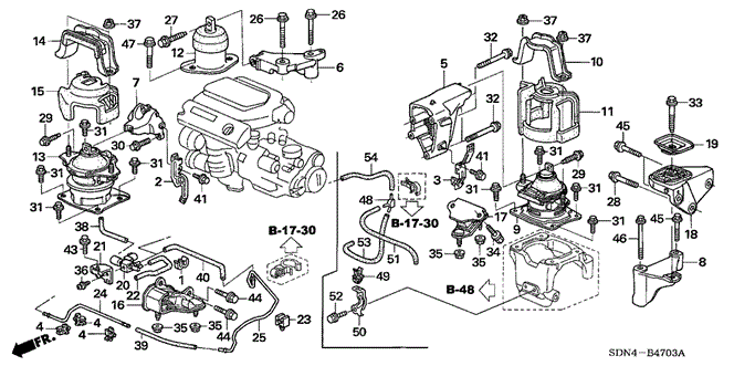 Body/Air Conditioning/Engine Mounts (V6) (AT) for 2003 Honda ACCORD COUPE #1
