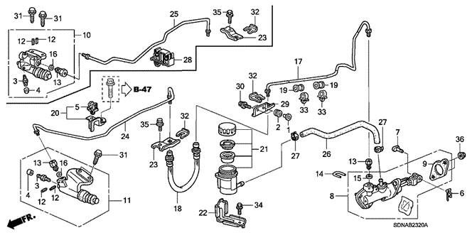 Chassis/Clutch Master Cylinder (1) for 2007 Honda ACCORD COUPE #1