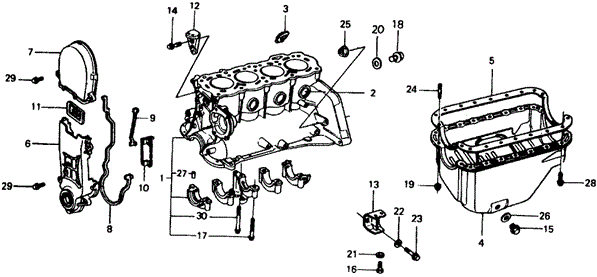 ENGINE/CYLINDER BLOCK - OIL PAN ('76-'77) for 1977 Honda CIVIC HATCHBACK #1