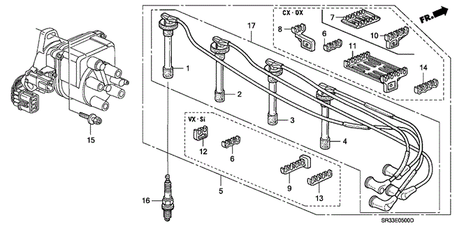 Engine/High Tension Cord - Spark Plug for 1992 Honda CIVIC HATCHBACK #1