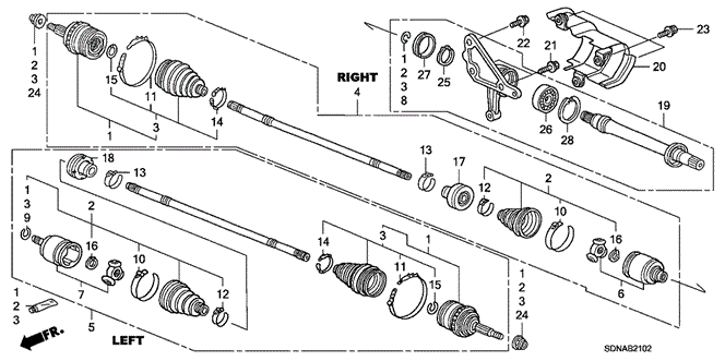 Chassis/Driveshaft - Half Shaft (V6) for 2007 Honda ACCORD COUPE #1