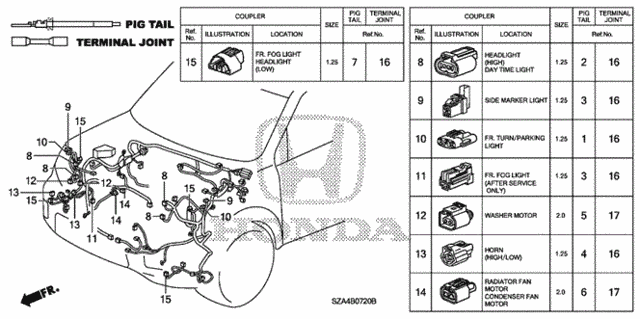 Electrical Connectors (FR.) (-'11) for 2011 Honda Pilot #0