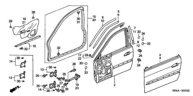 BODY / AIR CONDITIONING/FRONT DOOR PANELS for 2002 Honda ACCORD SEDAN #1