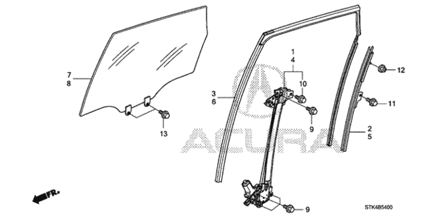 Rear Door Windows - Regulator for 2008 Acura RDX #0