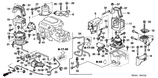 Body/Air Conditioning/Engine Mounts (V6) (AT) for 2003 Honda ACCORD SEDAN #1