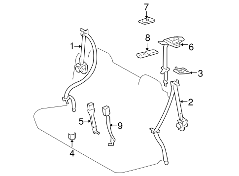 ELECTRICAL/SECOND ROW SEAT BELTS for 2009 Toyota RAV4 #1