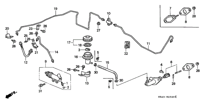 CHASSIS/CLUTCH MASTER CYLINDER for 1993 Honda CIVIC SEDAN #1