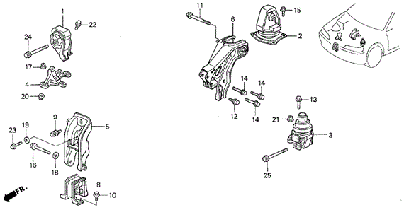 BODY / AIR CONDITIONING/ENGINE MOUNTS (MT) (VTEC) for 1997 Honda ACCORD SEDAN #1
