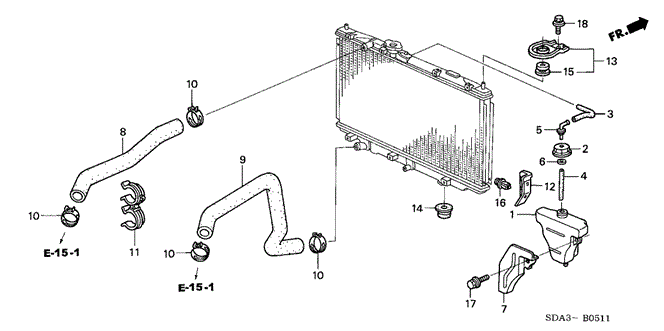 Electrical/Exhaust/Heater/Fuel/Radiator Hose - Reserve Tank (V6) for 2003 Honda ACCORD SEDAN #1