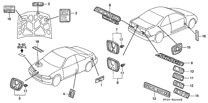 INTERIOR / BUMPER/EMBLEMS - CAUTION LABELS for 1997 Honda ACCORD COUPE #1