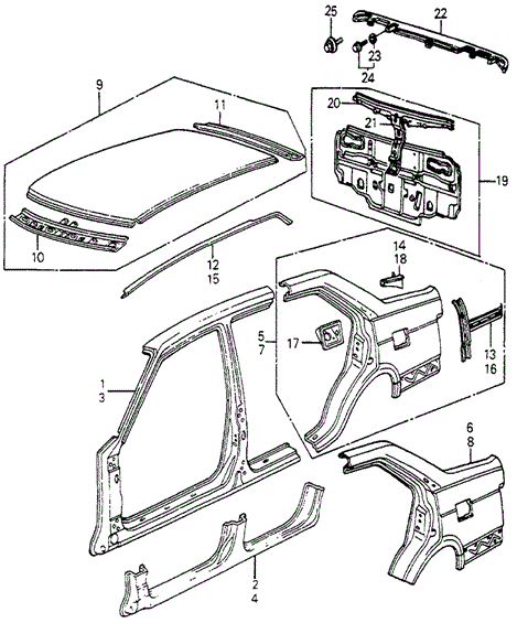 BODY / AIR CONDITIONING/OUTER PANEL 4DR for 1984 Honda ACCORD SEDAN #1