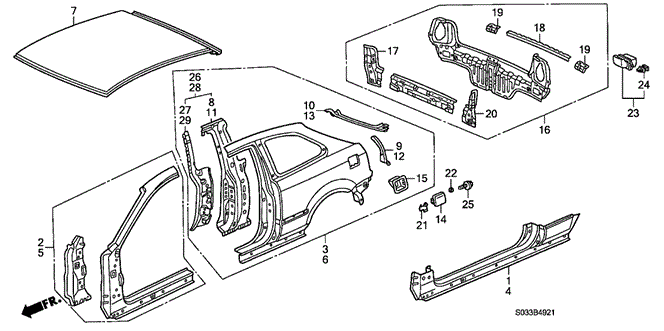 BODY / AIR CONDITIONING/OUTER PANEL (OLD STYLE PANEL) for 1996 Honda CIVIC HATCHBACK #1
