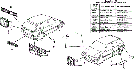 INTERIOR / BUMPER/EMBLEMS for 1990 Honda CIVIC 5-DOOR #1
