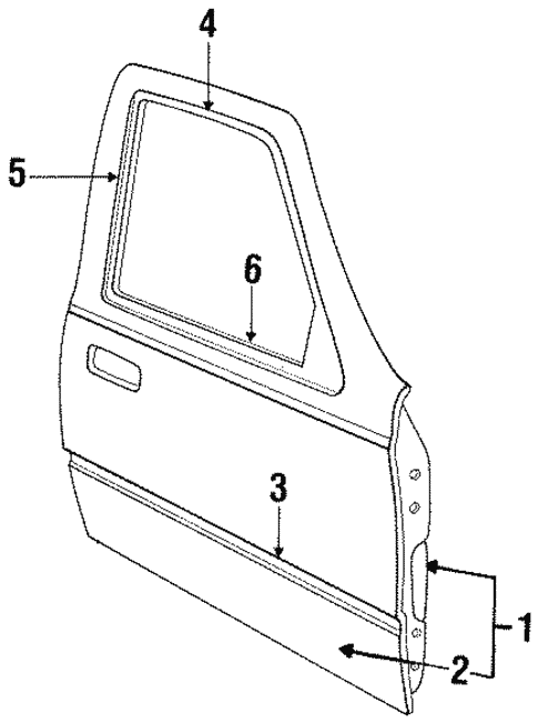 Exterior Trim - Front Door for 1994 Mercury Topaz #0