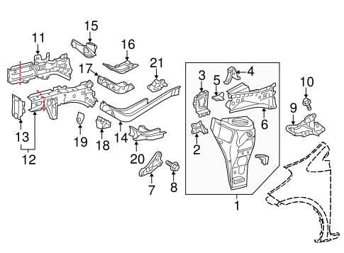 BODY/STRUCTURAL COMPONENTS & RAILS for 2015 Scion iQ #1