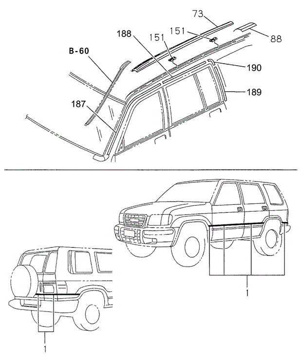 Molding (Side - Roof) for 1999 Acura SLX #0