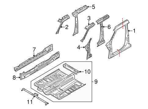 Body/Hinge Pillar for 2013 Ford Flex #1