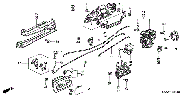 BODY / AIR CONDITIONING/REAR DOOR LOCKS - OUTER HANDLE for 2004 Honda CIVIC SEDAN #1
