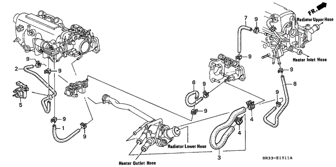 Engine/Water Hose (2) for 1992 Honda CIVIC HATCHBACK #1