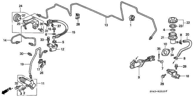 CHASSIS/CLUTCH MASTER CYLINDER for 1996 Honda ACCORD SEDAN #1