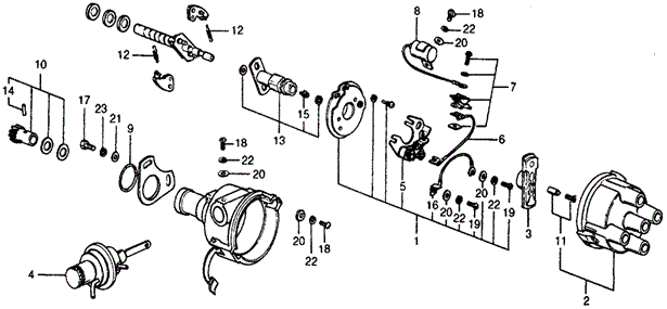ENGINE/HMT DISTRIBUTOR COMPONENTS ('77) (KL/KH) for 1977 Honda CIVIC HATCHBACK #1
