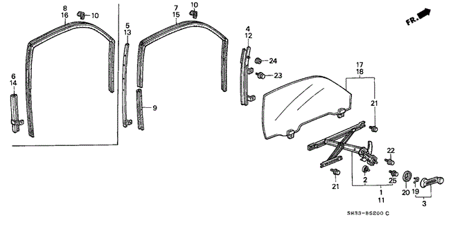 BODY / AIR CONDITIONING/DOOR WINDOW for 1989 Honda CIVIC HATCHBACK #1