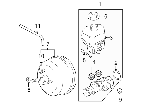 3500 MASTER CYLINDER - COMPONENTS ON DASH PANEL