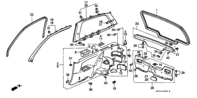 INTERIOR / BUMPER/DOOR TRIM - SIDE LINING for 1991 Honda CIVIC HATCHBACK #1