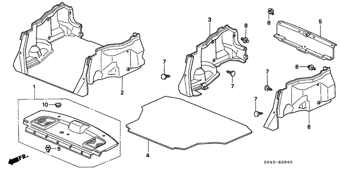 INTERIOR / BUMPER/REAR TRAY - TRUNK GARNISH for 1996 Honda CIVIC SEDAN #1