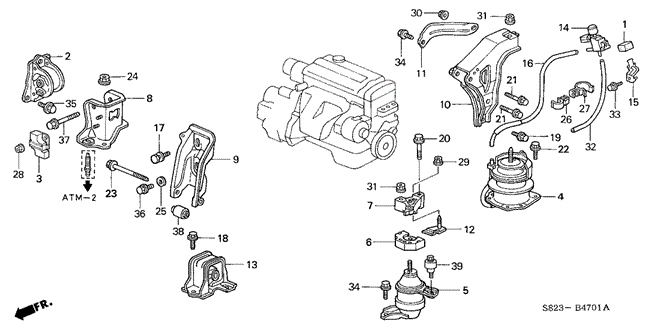 BODY / AIR CONDITIONING/ENGINE MOUNTS (L4) (AT) (1) for 1998 Honda ACCORD COUPE #1
