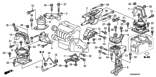 Body/Air Conditioning/Engine Mounts (L4) (AT) for 2007 Honda ACCORD COUPE #1