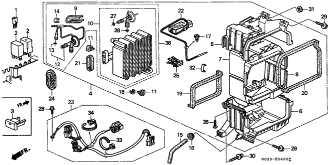 Body/Air Conditioning/A/C Cooling Unit (1) for 1996 Honda CIVIC COUPE #1