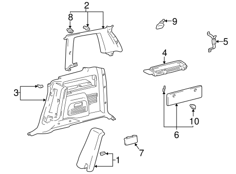 BODY/INTERIOR TRIM - QUARTER PANELS for 1996 Toyota RAV4 #2