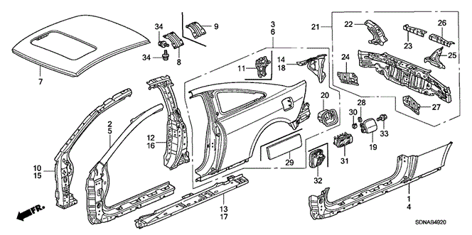 BODY / AIR CONDITIONING/OUTER PANEL - REAR PANEL (OLD STYLE PANEL) for 2007 Honda ACCORD COUPE #1