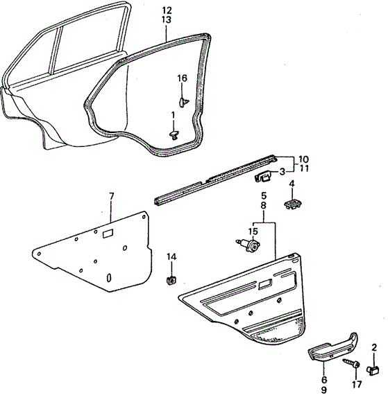 INTERIOR / BUMPER/REAR DOOR LINING - WEATHERSTRIP for 1982 Honda CIVIC SEDAN #1