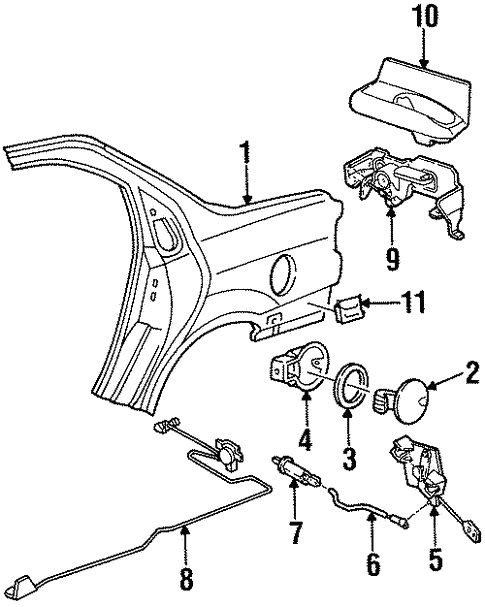 Fuel Door for 1996 Ford Contour #0