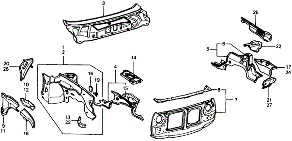 BODY / AIR CONDITIONING/BODY STRUCTURE COMPONENTS (1) for 1976 Honda CIVIC COUPE #1