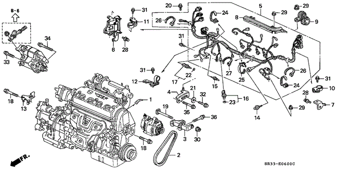 Engine/Engine Sub Cord - Clamp for 1992 Honda CIVIC HATCHBACK #1
