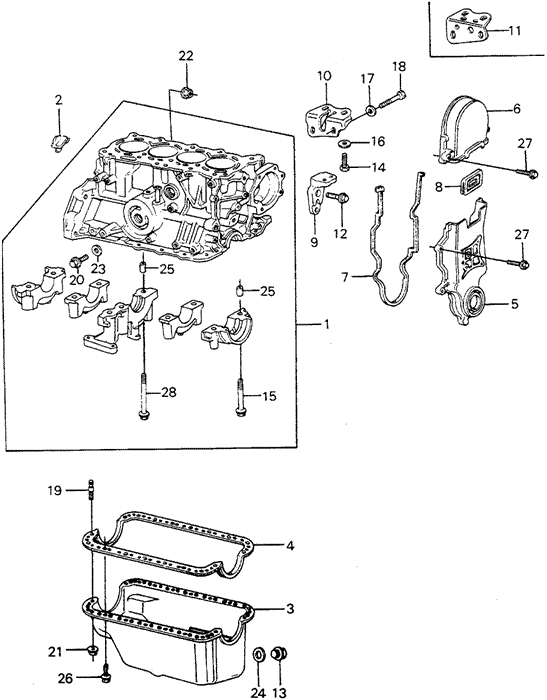 ENGINE/CYLINDER BLOCK - OIL PAN (2) for 1982 Honda CIVIC 5-DOOR #1