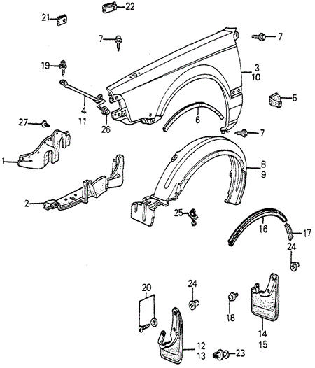 BODY / AIR CONDITIONING/FRONT FENDER for 1984 Honda ACCORD HATCHBACK #1