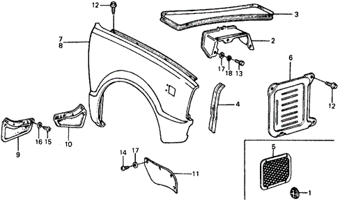 BODY / AIR CONDITIONING/FRONT FENDER for 1977 Honda CIVIC COUPE #1