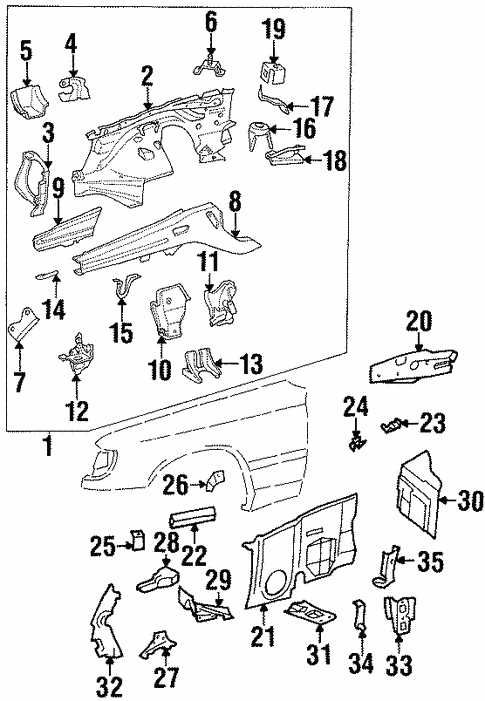 Inner Structure & Rails for 1995 Mercedes-Benz E 320 #0
