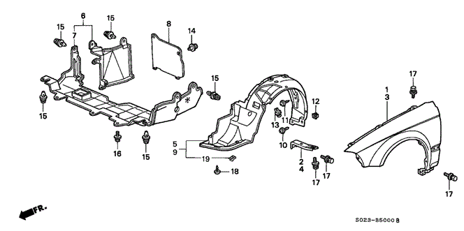 Body/Air Conditioning/Front Fender for 1996 Honda CIVIC COUPE #1
