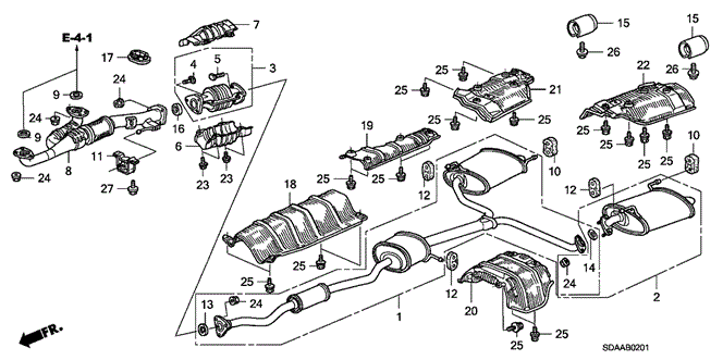 ELECTRICAL / EXHAUST / HEATER / FUEL/EXHAUST PIPE - MUFFLER (V6) for 2007 Honda ACCORD SEDAN #1