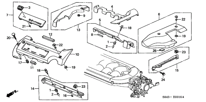 ENGINE/INTAKE MANIFOLD COVER (V6) (2) for 2001 Honda ACCORD SEDAN #1