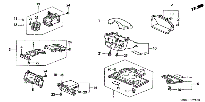 Interior/Bumper/Instrument Panel Garnish (Driver Side) for 2003 Honda CIVIC HATCHBACK #1